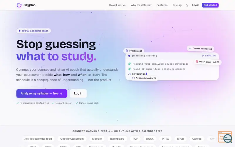 Screenshot of Ozyplan