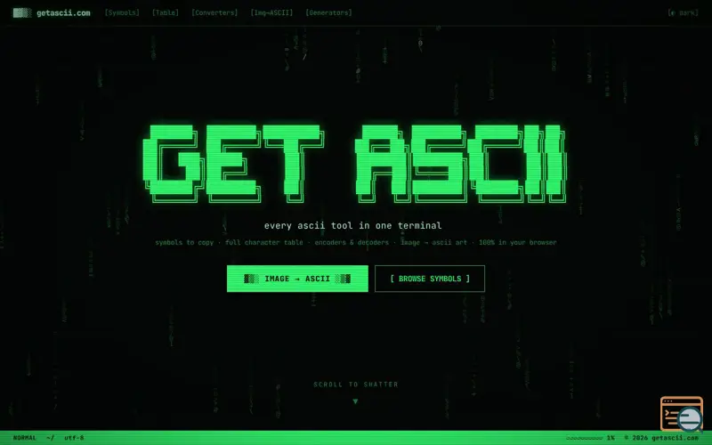 Screenshot of getascii