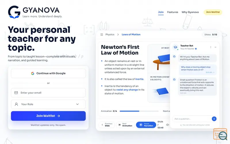 Screenshot of Gyanova
