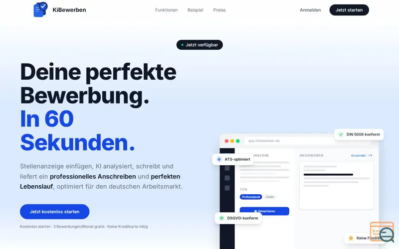 Screenshot of KiBewerben