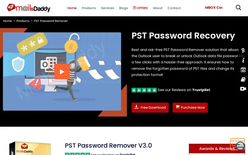 Screenshot of MailsDaddy PST Password Recovery Tool