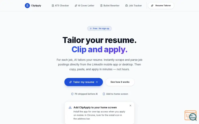 Screenshot of ClipApply