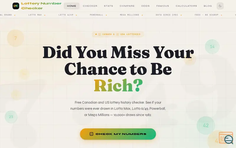 Screenshot of Lottery Number Checker