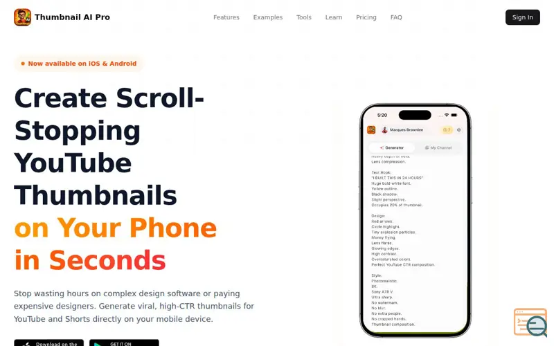 Screenshot of Thumbnail AI Pro