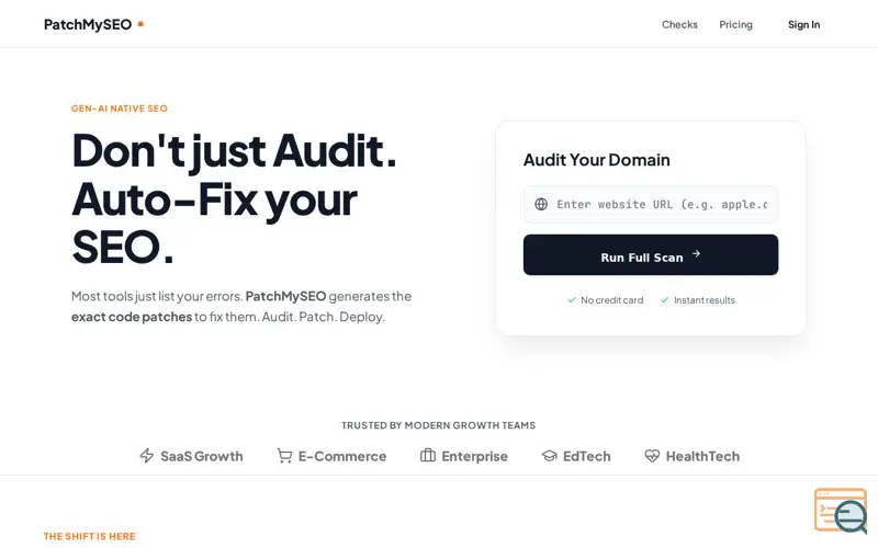 Screenshot of PatchMySEO