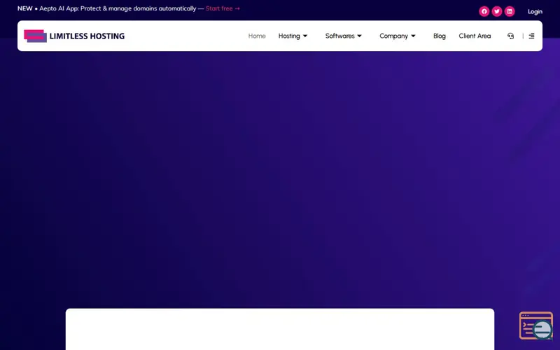 Screenshot of Limitless Hosting, a launch using 20i