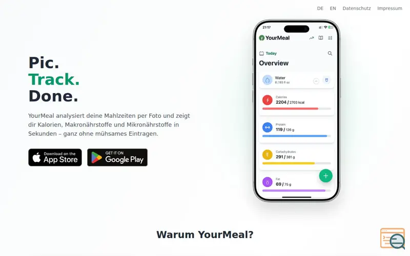 Screenshot of YourMeal