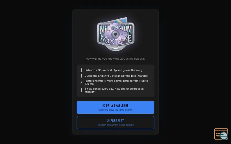 Screenshot of Millennium Mixtape