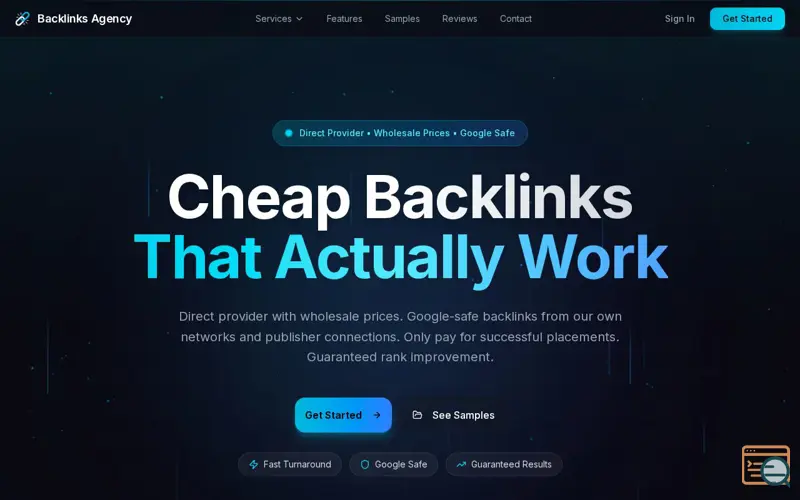 Screenshot of Backlinks Agency
