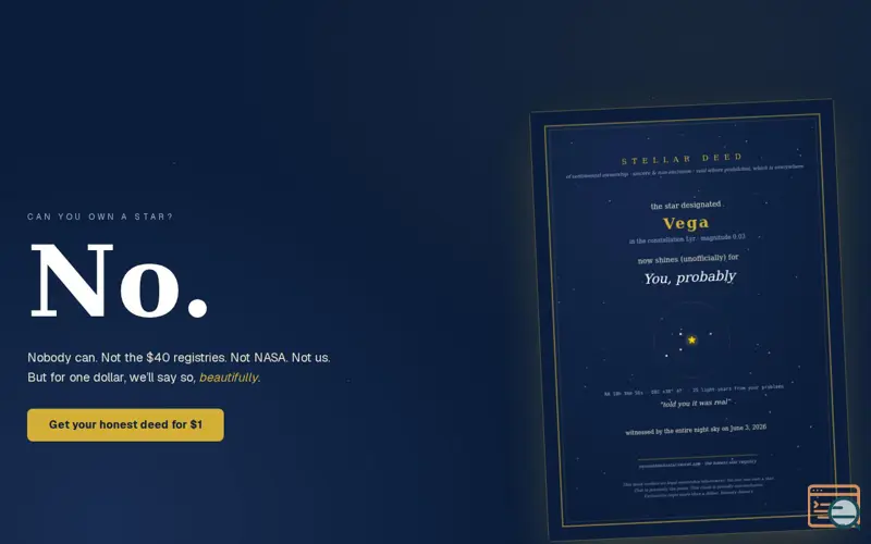 Screenshot of You Can't Own a Star