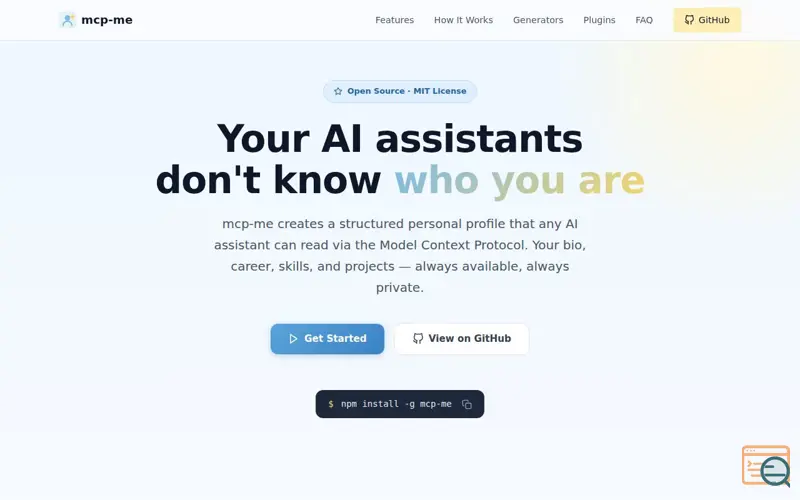 Screenshot of mcp-me