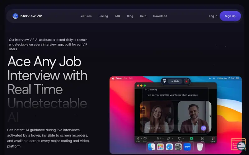 Screenshot of Interview VIP