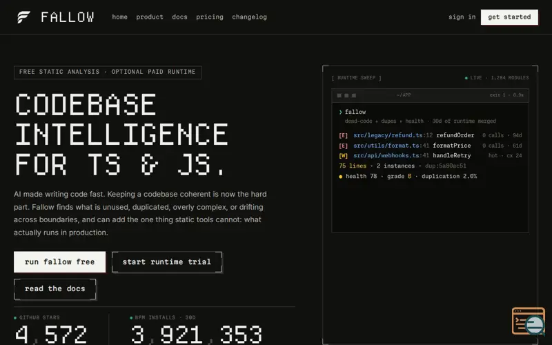 Screenshot of Fallow, a launch using Istanbul