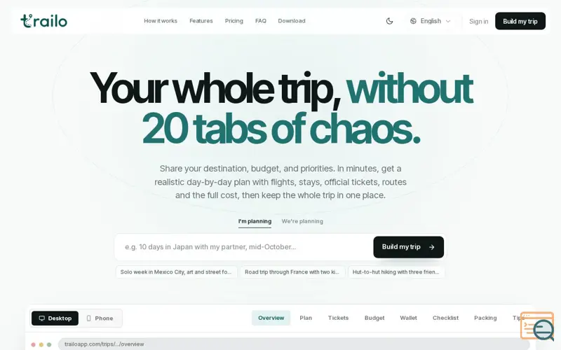 Screenshot of Trailo - AI Trip Planner & Organizer