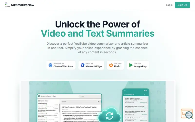 Screenshot of SummarizeNow
