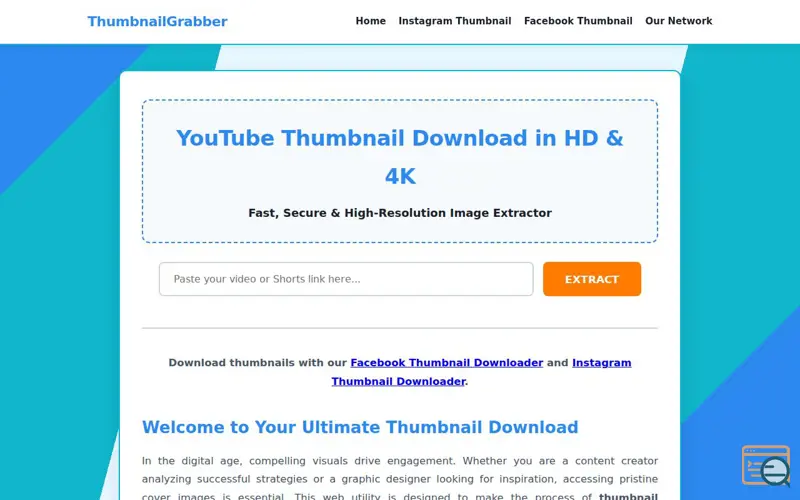 Screenshot of Thumbnail-Download.in YouTube Instagram
