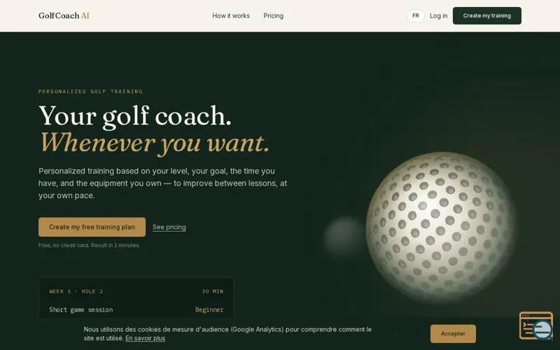 Screenshot of GolfCoach AI
