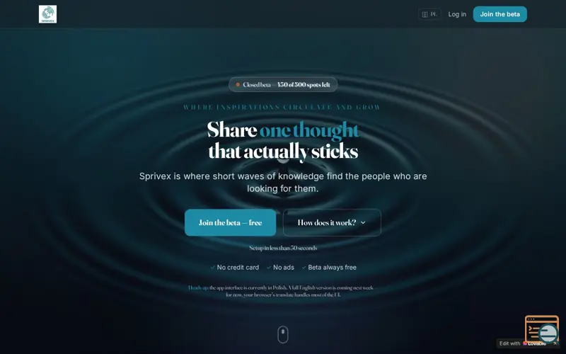 Screenshot of Sprivex, a launch using cyber_Folks DNS