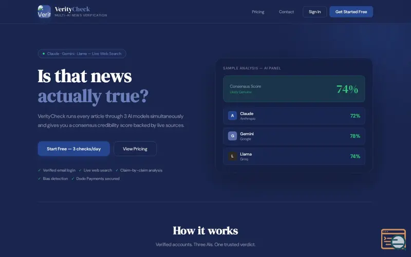 Screenshot of Verity-Check 