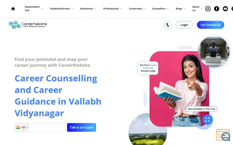 Screenshot of Get the best career counselling , a launch using Swiper