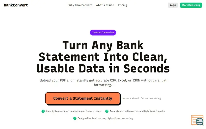 Screenshot of BankConvert