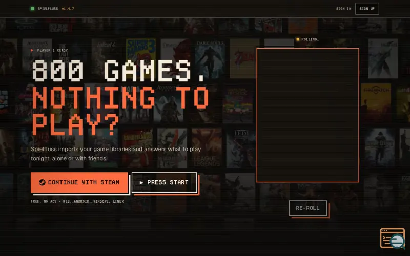 Screenshot of Spielfluss: Decide what to play tonight