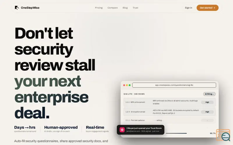 Screenshot of OneStepWise