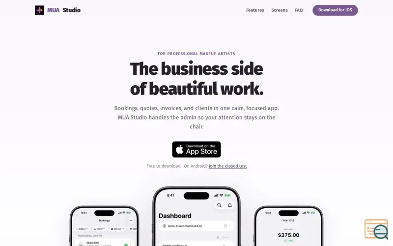 Screenshot of MUA Studio