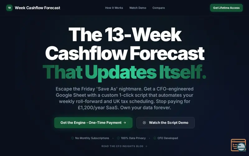 Screenshot of 13-Week Cashflow Engine