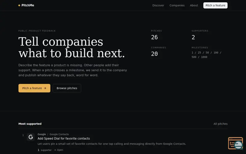 Screenshot of PitchMe