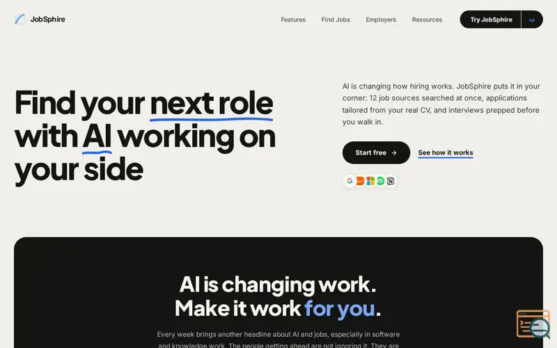 Screenshot of JobSphire: Your AI career copilot