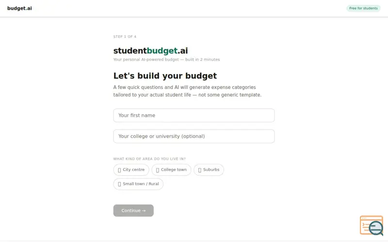 Screenshot of Student Budget Tracker