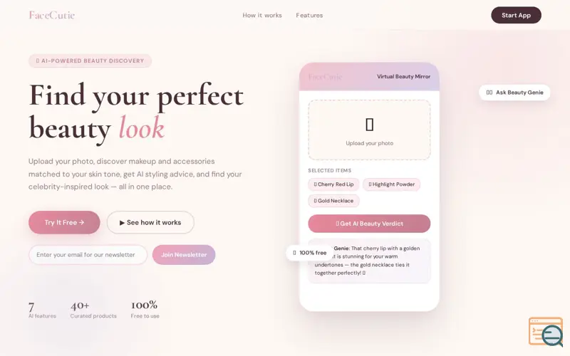 Screenshot of FaceCutie