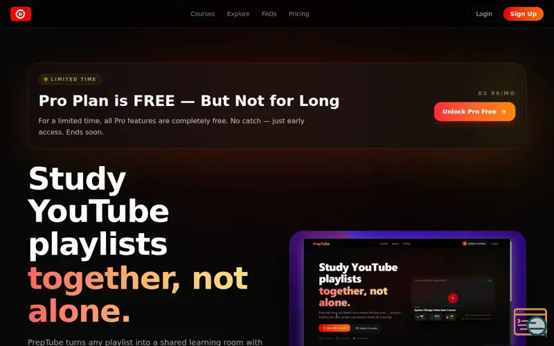 Screenshot of PrepTube