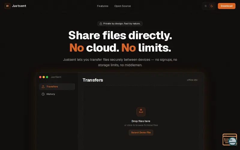 Screenshot of Justsent