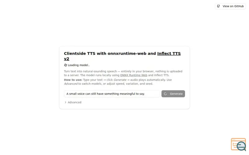 Screenshot of Inflect-tts