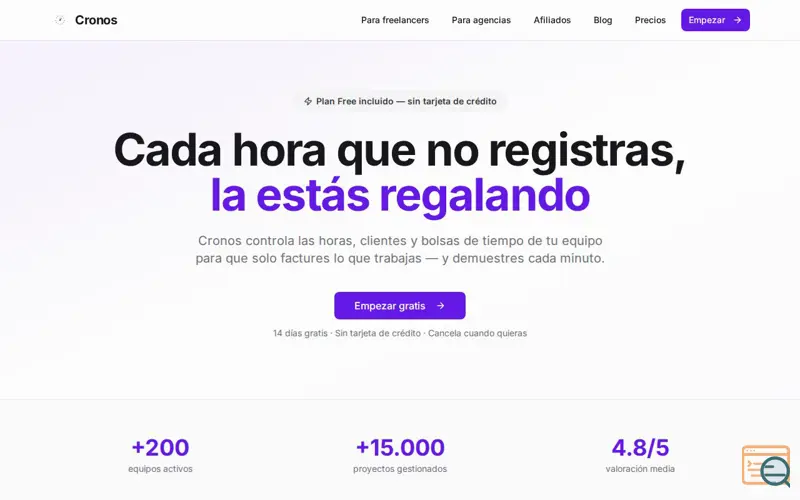 Screenshot of Cronos — Gestionar horas y proyectos