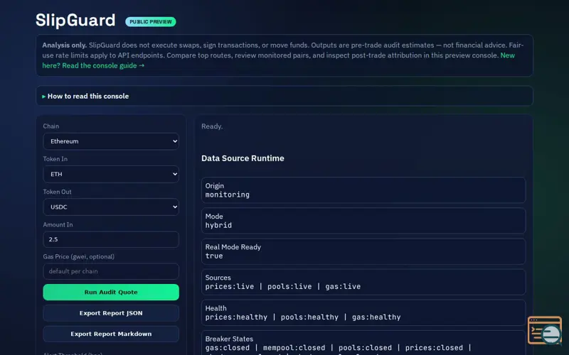 Screenshot of SlipGuard — Public Preview