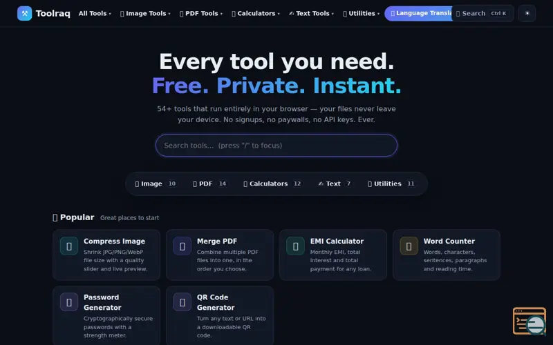 Screenshot of Toolraq