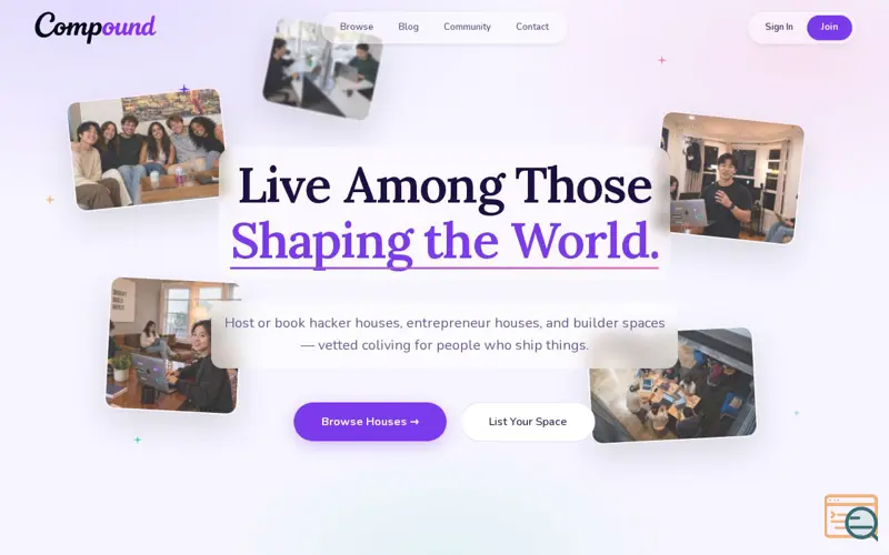 Screenshot of Compound — Live Where You Can Build