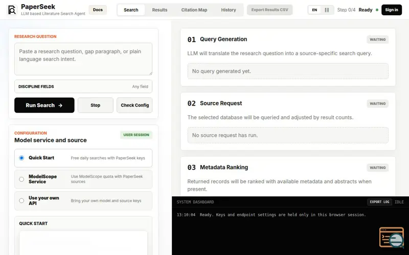 Screenshot of PaperSeek