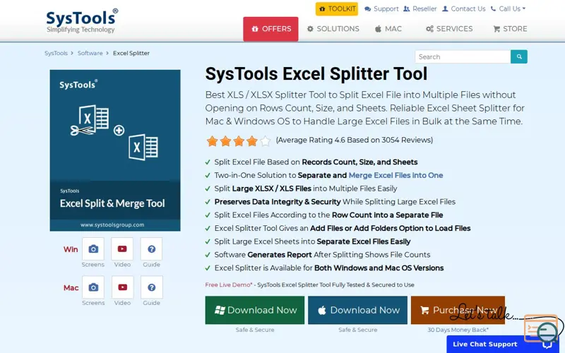 Screenshot of Excel Splitter Tool to Split Excel Files