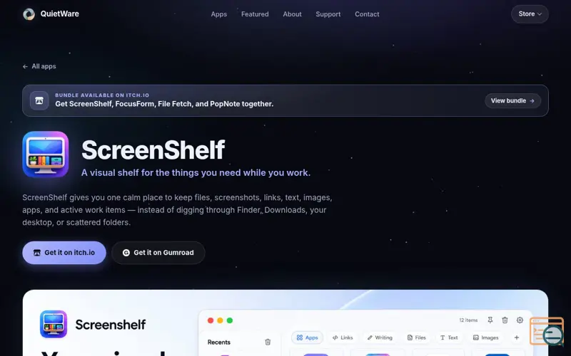 Screenshot of ScreenShelf v1.1.3