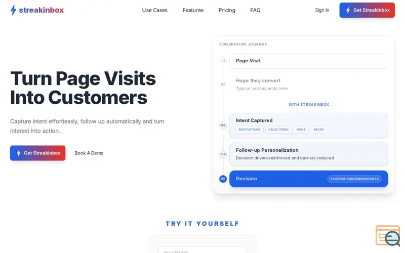Screenshot of streakinbox