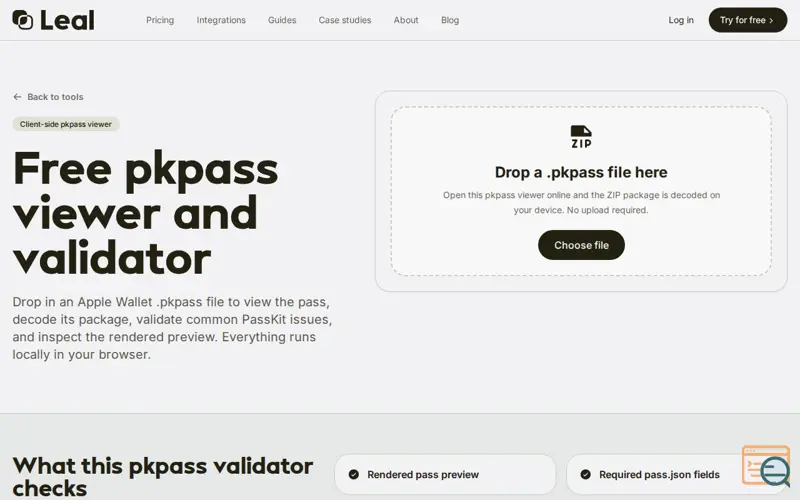 Screenshot of PKPass Inspector