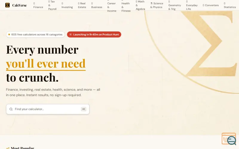 Screenshot of CalcVerse