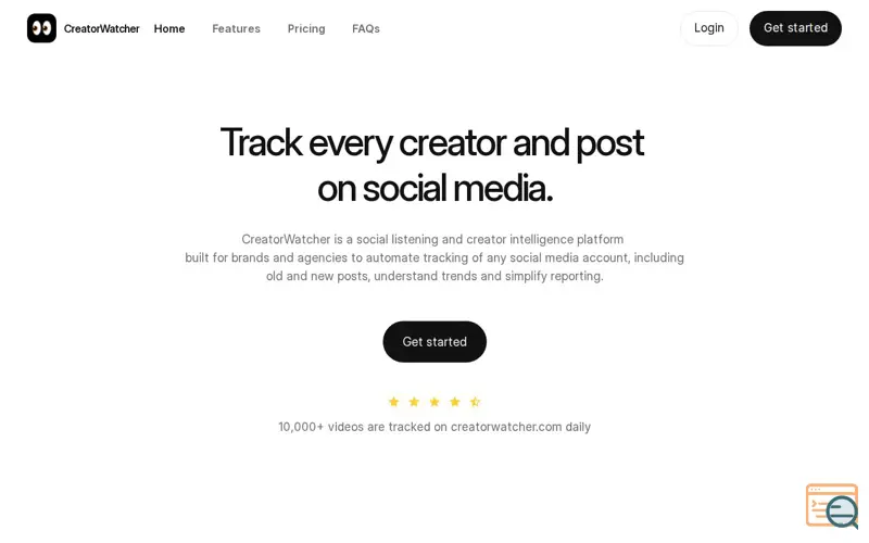 Screenshot of CreatorWatcher