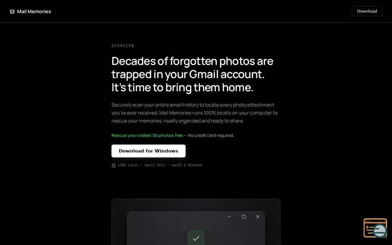 Screenshot of Mailmemories