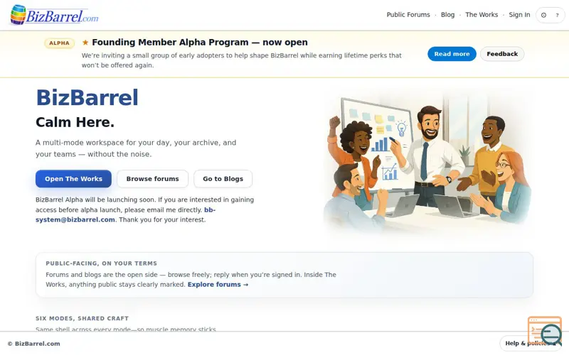 Screenshot of BizBarrel — Your workspace, your terms