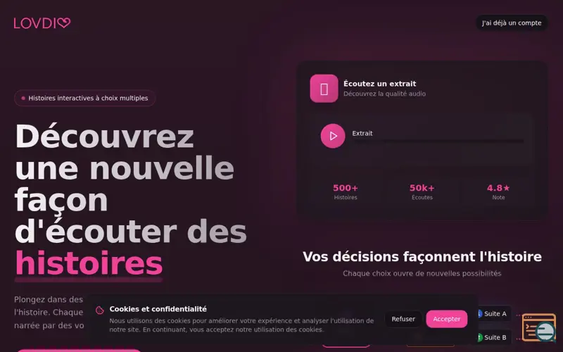 Screenshot of Lovdio, a launch using Gandi